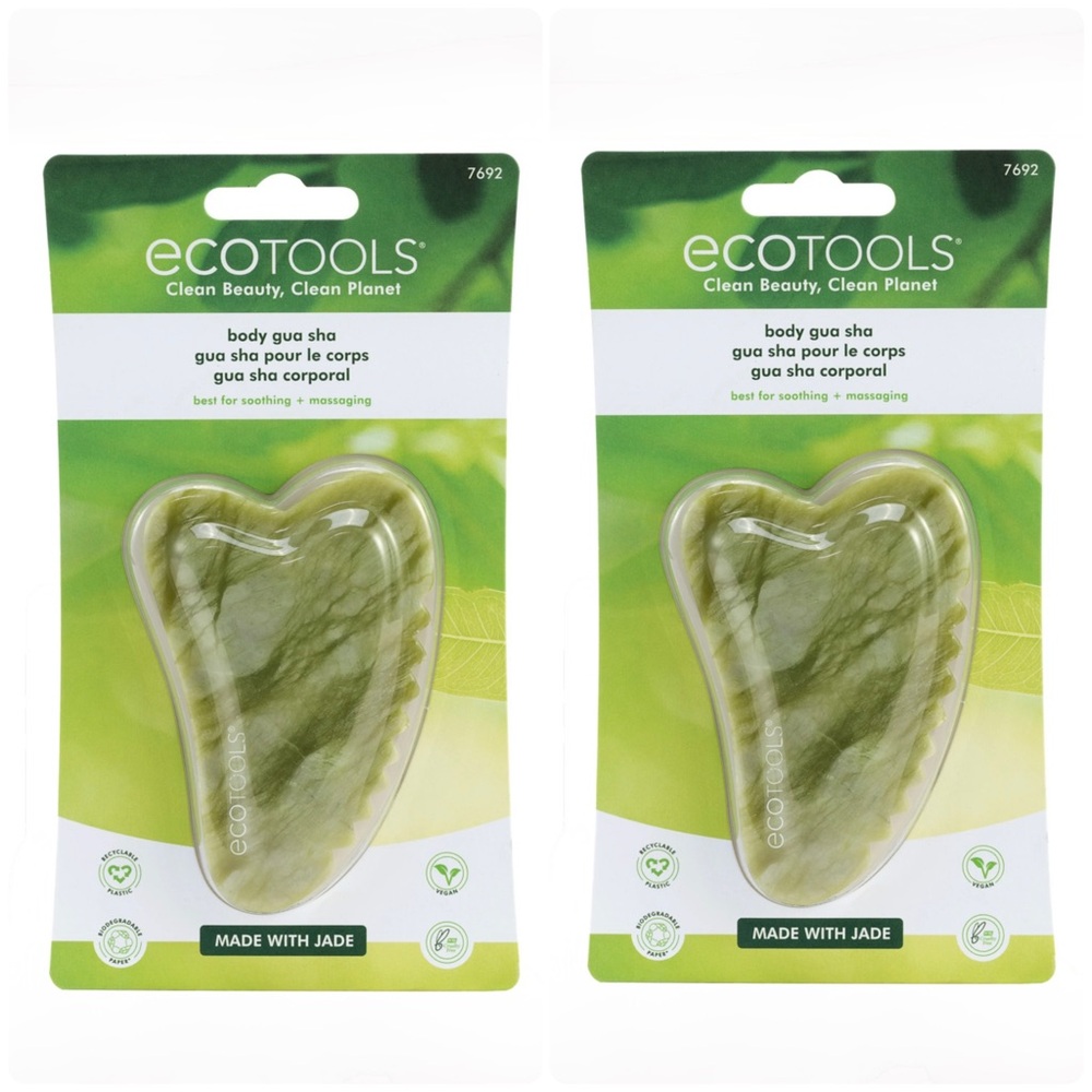 NEW EcoTools Eco Tools Jade Body Gua Sha Stone Massage Scalloped Edge Tool Full